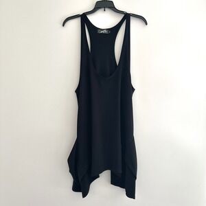 Sympli Black Asymmetrical Tunic Tank Top Size 12 Stretch Minimalist Lagenlook